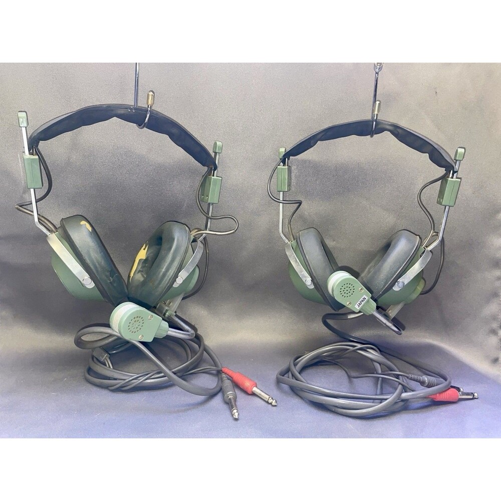 Wollensak 3M A-0529 Vintage Aviation Headsets Dual Plug Pair (x2)